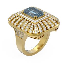 8.54 ctw Blue Topaz & Diamond Ring 18K Yellow Gold