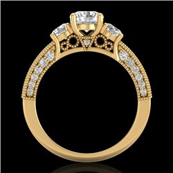 2.07 ctw VS/SI Diamond Solitaire Art Deco 3 Stone Ring 18k Yellow Gold