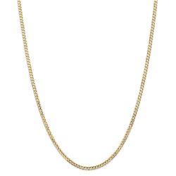 14k Gold 3 mm Open Concave Curb Chain Necklace - 24 in.