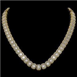 40.3 ctw Emerald Cut Diamond Micro Pave Necklace 18K Yellow Gold