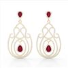 Image 2 : 6.40 ctw Ruby & Micro Pave VS/SI Diamond Earrings 14k Yellow Gold