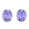 Image 1 : 7 ctw Tanzanite Designer Stud Earrings 14k Rose Gold