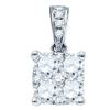 Image 1 : 18K White Gold Round Diamond Square-shape Cluster Pendant 1/5 Cttw