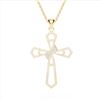 Image 2 : 1 ctw Micro Pave VS/SI Diamond CROSS Necklace 18k Yellow Gold