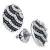Image 1 : 10kt White Gold Round Black Color Enhanced Diamond Oval Stripe Cluster Earrings 1/2 Cttw