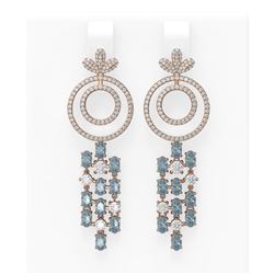 9.57 ctw Aquamarine & Diamond Earrings 18K Rose Gold