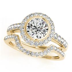 1.91 ctw Certified VS/SI Diamond 2pc Wedding Set Halo 14k Yellow Gold