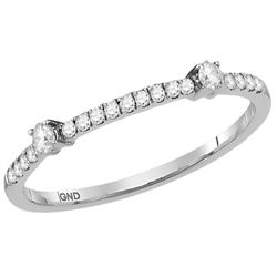 10kt White Gold Round Diamond Single Row Stackable Band Ring 1/6 Cttw