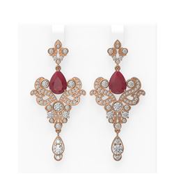 11.5 ctw Ruby & Diamond Earrings 18K Rose Gold