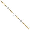 Image 2 : 14K Two-tone Polished Sideways Cross Bracelet - 7.5 in.