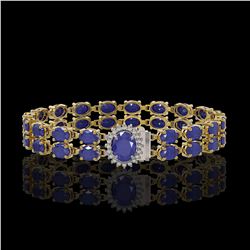 30.12 ctw Sapphire & Diamond Bracelet 14K Yellow Gold