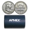Image 1 : 90% Silver Franklin Halves $10 20-Coin Roll Avg Circ