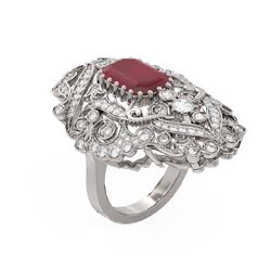 7.38 ctw Ruby & Diamond Ring 18K White Gold