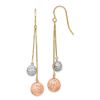 Image 1 : 14k Tri-color Diamond-cut Beads Dangle Earrings