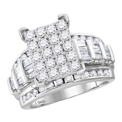 10kt White Gold Round Diamond Cindys Dream Cluster Bridal Wedding Engagement Ring 3.00 Cttw