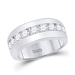 14kt White Gold Mens Round Diamond Single Row Channel-set Band Ring 2.00 Cttw