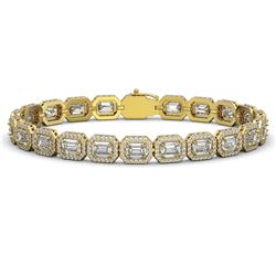 14.57 ctw Emerald Cut Diamond Micro Pave Bracelet 18K Yellow Gold