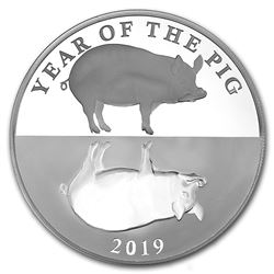 2019 Tokelau 1 oz Silver Proof Year of the Pig Mirror Pig