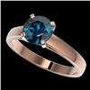 Image 1 : 1.50 ctw Certified Intense Blue Diamond Engagment Ring 10k Rose Gold