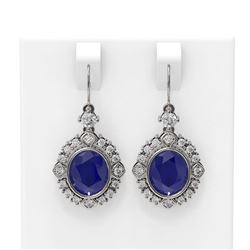 9.52 ctw Sapphire & Diamond Earrings 18K White Gold
