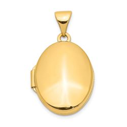 14k Yellow Gold Plain Polished Oval Locket - 22 mm - 22 mm