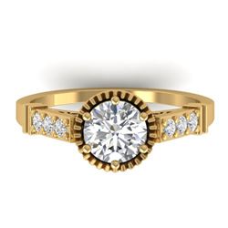 1.22 ctw Certified VS/SI Diamond Art Deco Ring 14k Yellow Gold