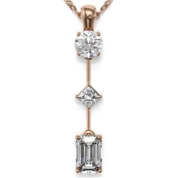 0.9 ctw Emerald Cut Diamond Designer Necklace 18K Rose Gold