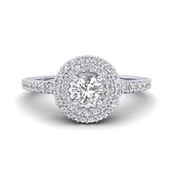 0.70 ctw Micro Pave VS/SI Diamond Designer Ring Halo 18k White Gold