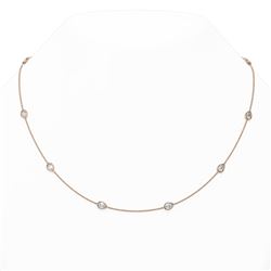 5 ctw Pear Cut Diamond Station Necklace 18K Rose Gold