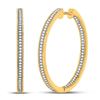 Image 1 : 10kt Yellow Gold Round Diamond Inside Outside Hoop Earrings 1/2 Cttw