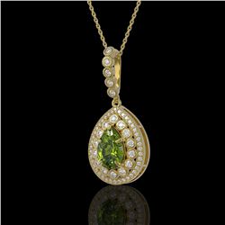 4.97 ctw Tourmaline & Diamond Victorian Necklace 14K Yellow Gold