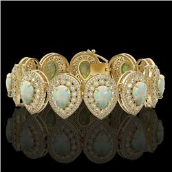 46.44 ctw Certified Opal & Diamond Victorian Bracelet 14K Yellow Gold