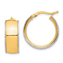 14k Yellow & White Gold Polished Hoop Earrings - 2x19 mm