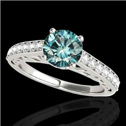 1.65 ctw SI Certified Fancy Blue Diamond Solitaire Ring 10k White Gold