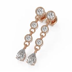 2.5 ctw Pear Cut Diamond Designer Earrings 18K Rose Gold