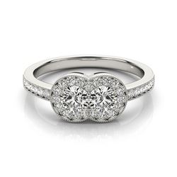 1 ctw Certified VS/SI Diamond 2 Stone Ring 18k White Gold