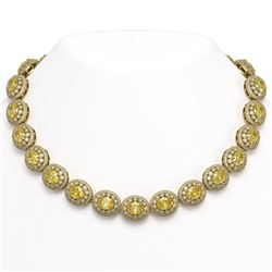 89.35 ctw Canary Citrine & Diamond Victorian Necklace 14K Yellow Gold