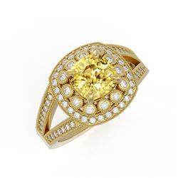 2.09 ctw Canary Citrine & Diamond Victorian Ring 14K Yellow Gold