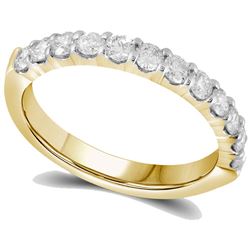 14kt Yellow Gold Round Diamond Single Row Wedding Band 1/2 Cttw