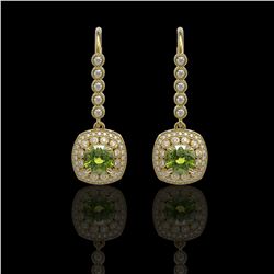 4.5 ctw Tourmaline & Diamond Victorian Earrings 14K Yellow Gold