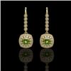 Image 1 : 4.5 ctw Tourmaline & Diamond Victorian Earrings 14K Yellow Gold