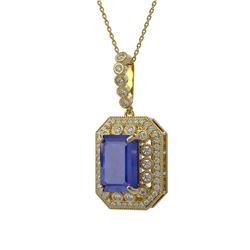 11.99 ctw Sapphire & Diamond Victorian Necklace 14K Yellow Gold
