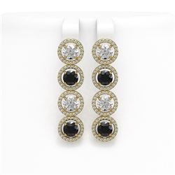 5.58 ctw Black & Diamond Micro Pave Earrings 18K Yellow Gold