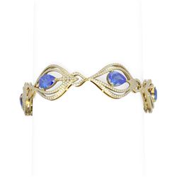 16.09 ctw Tanzanite & Diamond Bracelet 18K Yellow Gold