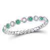 Image 1 : 10kt White Gold Round Emerald Diamond Dot Stackable Band Ring 1/6 Cttw