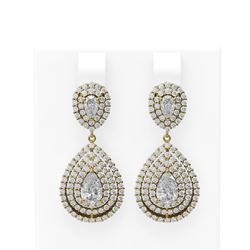 4.33 ctw Pear Diamond Earrings 18K Yellow Gold