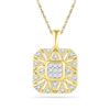 Image 1 : 10kt Yellow Gold Round Diamond Square Cluster Pendant 1/6 Cttw
