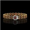Image 1 : 14.45 ctw Garnet & Diamond Bracelet 14K Yellow Gold