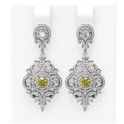 5.85 ctw Fancy Yellow Diamond Earrings 18K White Gold