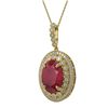 Image 1 : 18.25 ctw Certified Ruby & Diamond Victorian Necklace 14K Yellow Gold